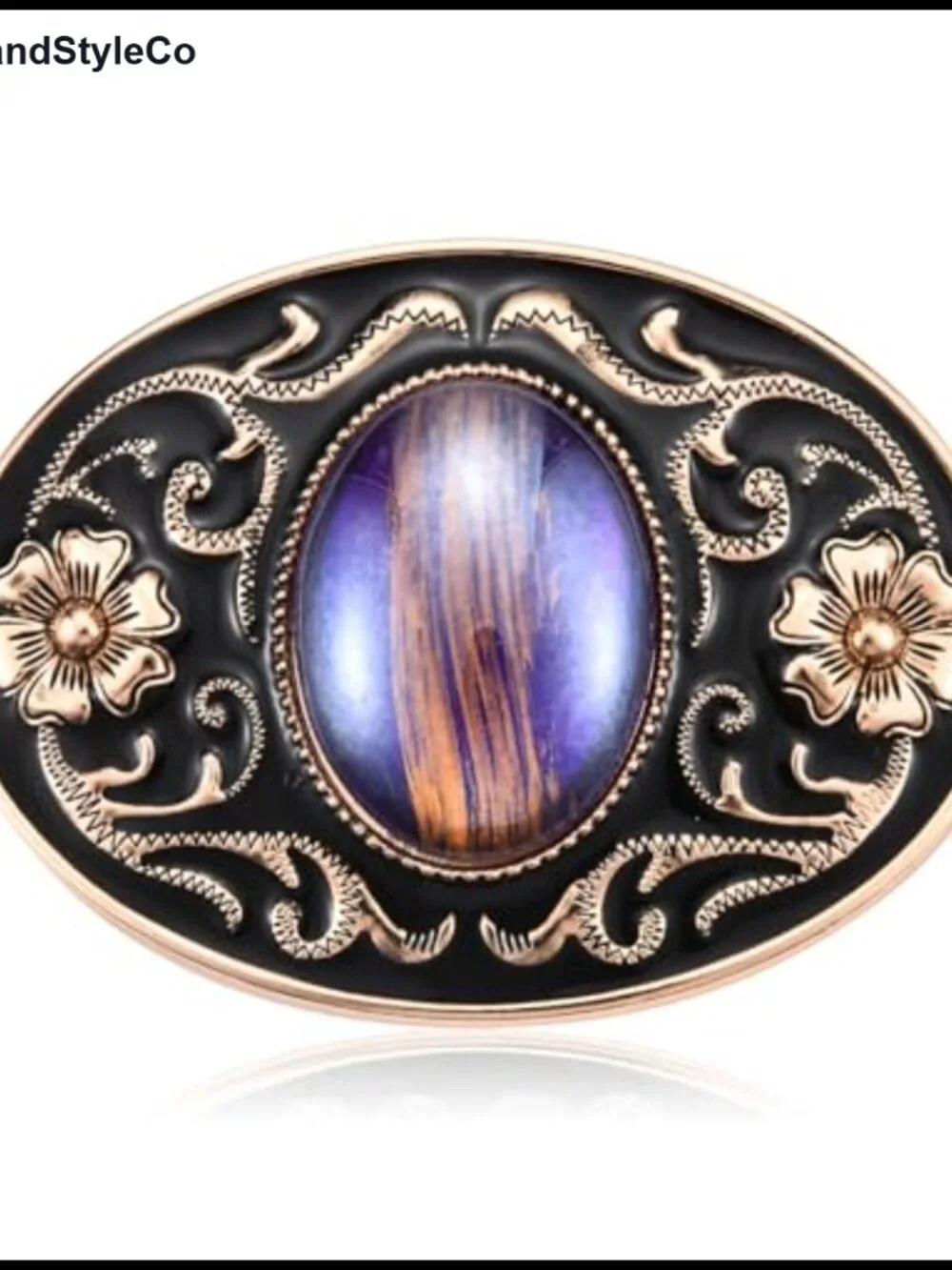 Vintage Western Cowboy Belt Buckle, Native American Style, Synthetic Stone,
